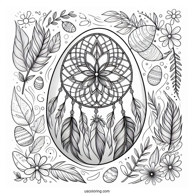 Floral Easter Egg Coloring Page Dreamcatcher