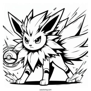 Jolteon Coloring Page In Battle Mode