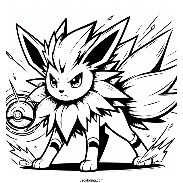 Jolteon Coloring Page In Battle Mode