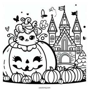 Easy Pumpkin Outline Palace Pets Coloring Page For Preschoolers