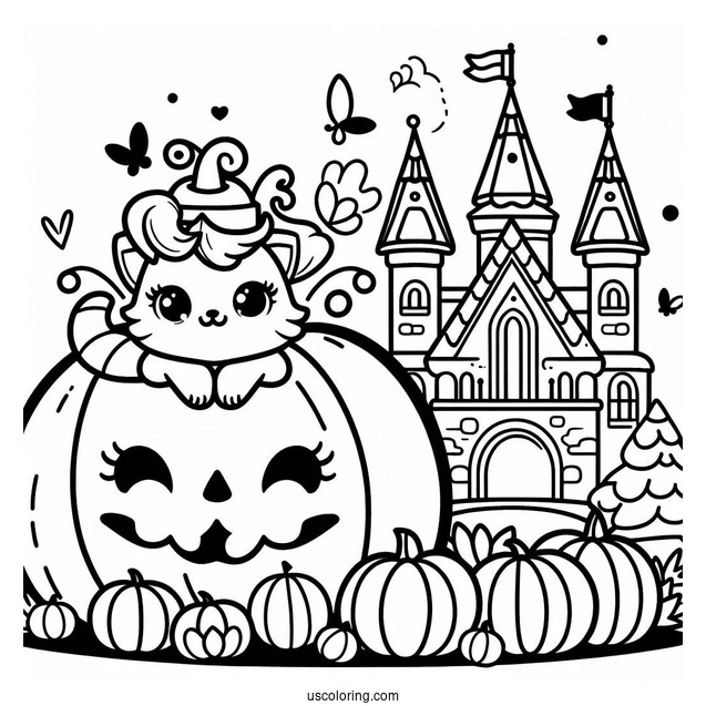Easy Pumpkin Outline Palace Pets Coloring Page For Preschoolers
