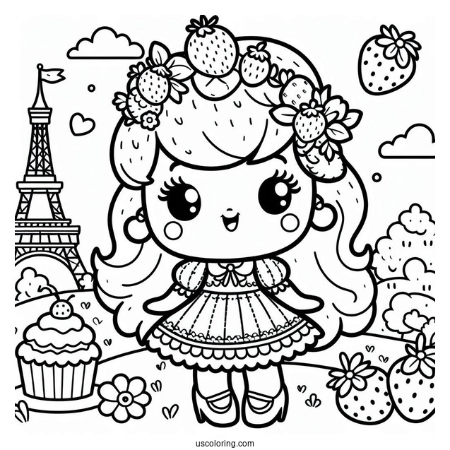 Cute Strawberry Shortcake Coloring Page For Preschoolers
