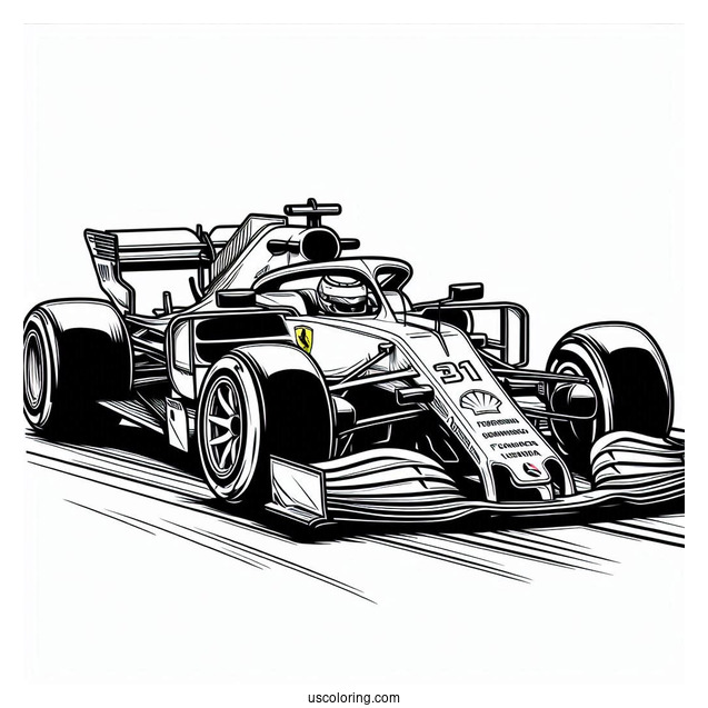 Ferrari F1 Coloring Page Car For Kids