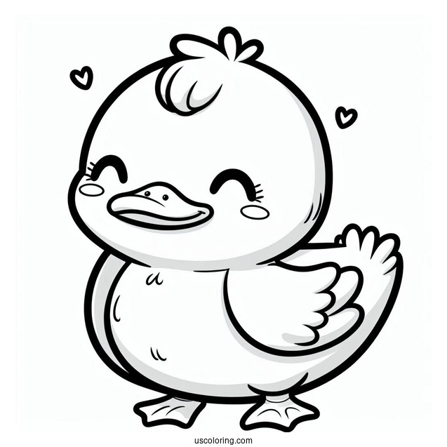 Kawaii Duck Coloring Page