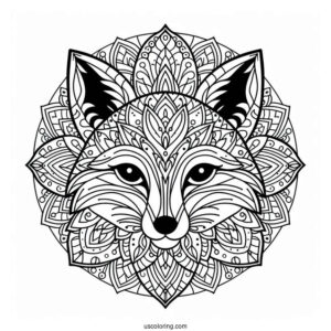 Intricate Fox Coloring Page Mandala Face