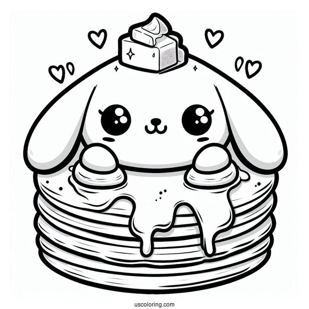 Kawaii Pancake Coloring Page Bunny With Melting Butter