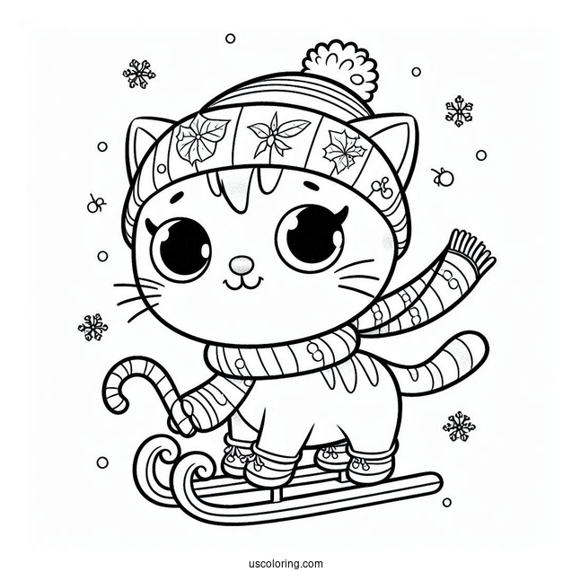 Christmas Themed Pete The Cat Coloring Page