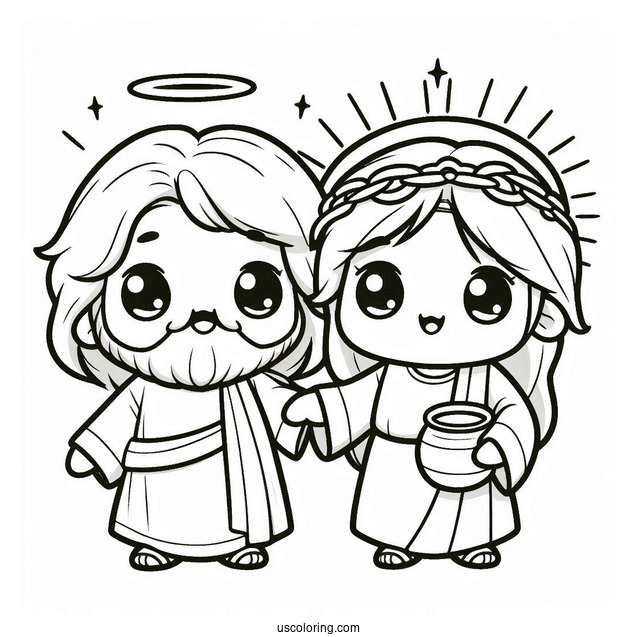 Cute Kawaii Jesus Christ Coloring In