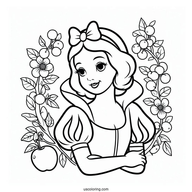 Easy Outline Of Snow White To Color For Kids