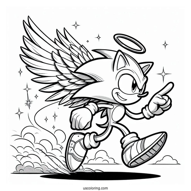 Super Sonic Coloring Page Running In Angel Island
