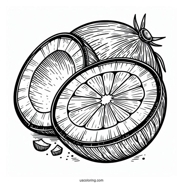 Halved Coconut Coloring Page For Kids