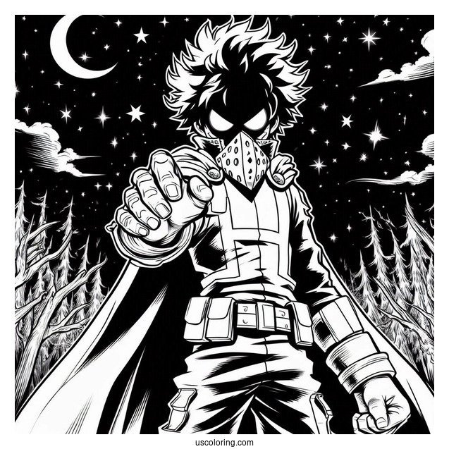 Villain Deku Coloring Page At Night