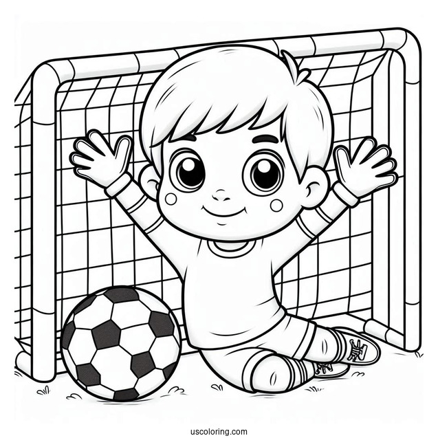 Kid Goal Keeper To Color