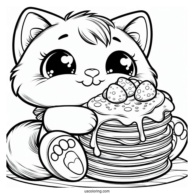 Cat Hugging Pancake Coloring Page Tower