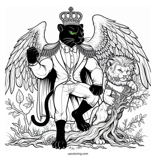 Black Panther Emerging From The Forest With The Hulk Coloring Page
