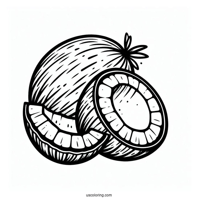 Halved Coconut Coloring Page For Kids