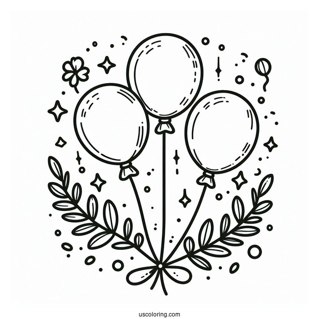 Coloring Page Of Three Balloons