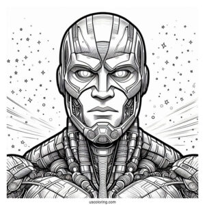 Justice League Coloring Page Of Detailed Cyborg Victor Stone
