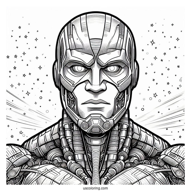 Justice League Coloring Page Of Detailed Cyborg Victor Stone