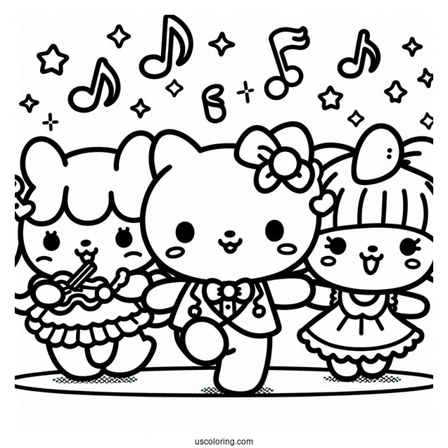 Sanrio Coloring Pages Of Friends Dancing