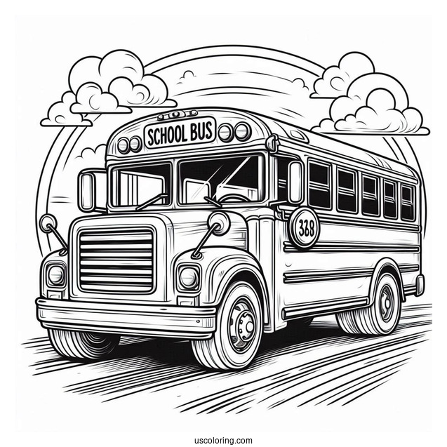 School Bus Driving On Road