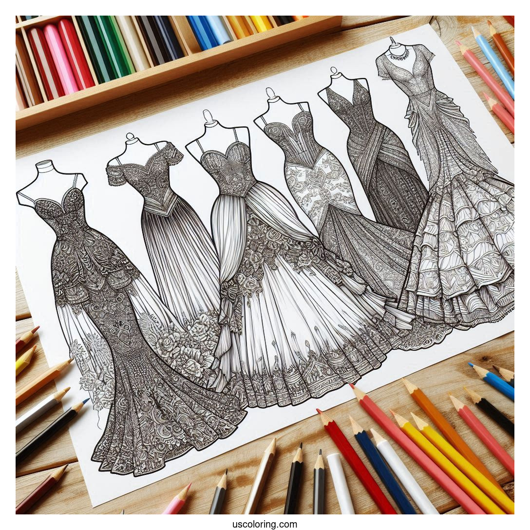 Dress Coloring Pages (Free PDF Printables)