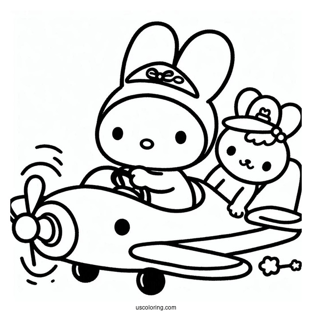 Miffy Coloring Page And Melanie Riding An Airplane