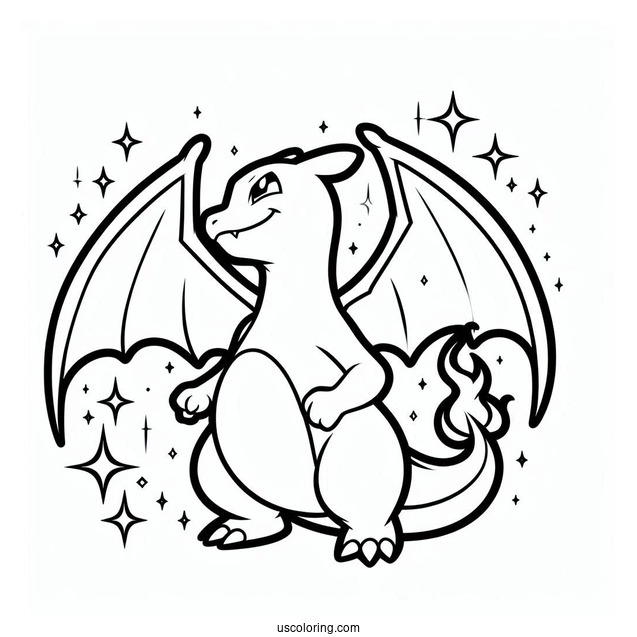 Easy Charizard Outline Coloring In For Kids(1)