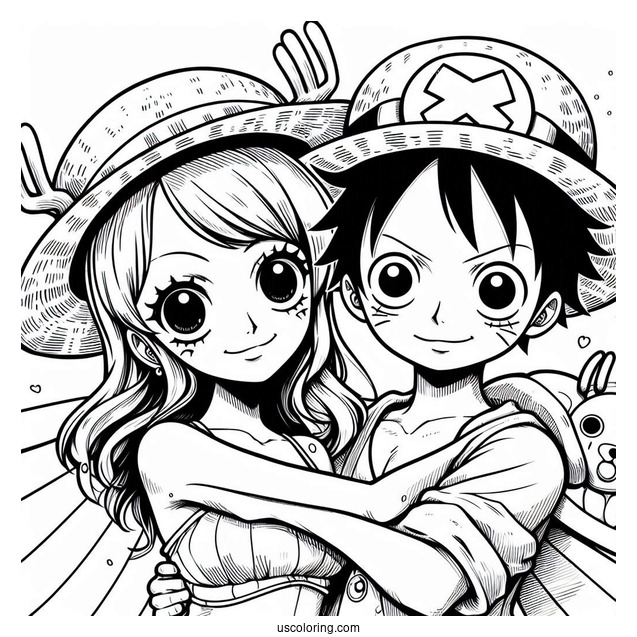 Luffy Coloring Page With Nami And Tony Tony Chopper