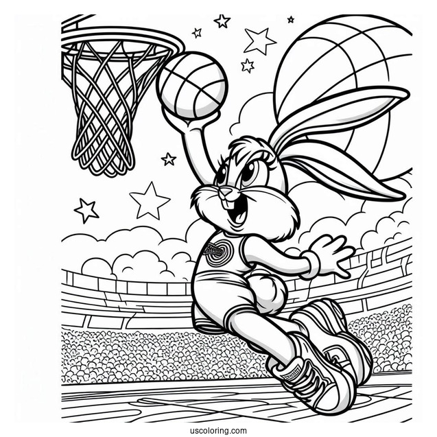 Lola Bunny Slam Dunks Coloring Page
