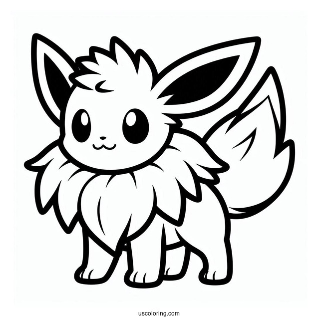 Simple Jolteon Coloring Page Outline For Preschoolers