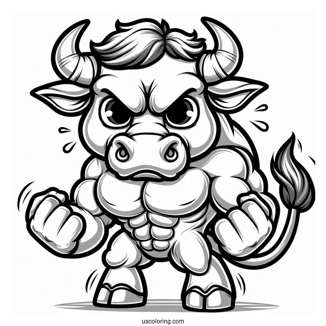 Coloring Page Of Angry Cartoon Bull