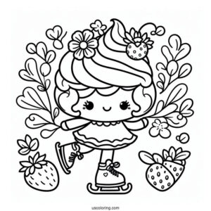Strawberry Shortcake Coloring Page of Lemon Meringue Ice Skating