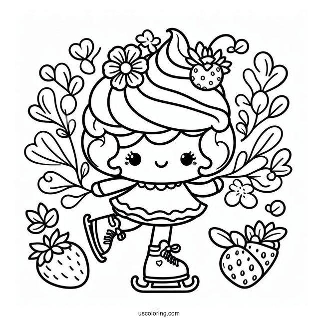 Strawberry Shortcake Coloring Page of Lemon Meringue Ice Skating