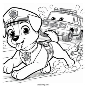 Simple Coloring Page Of Police Dog Chase