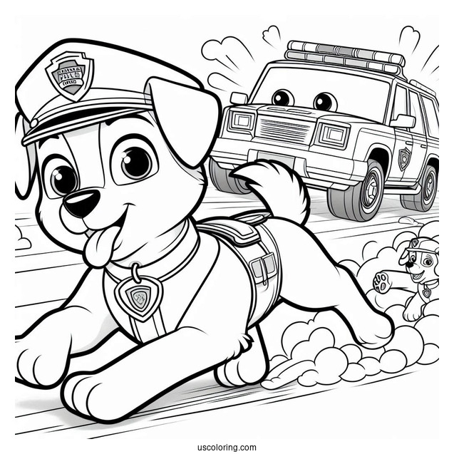 Simple Coloring Page Of Police Dog Chase