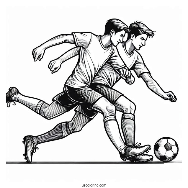 Two Football Players Contending For Ball