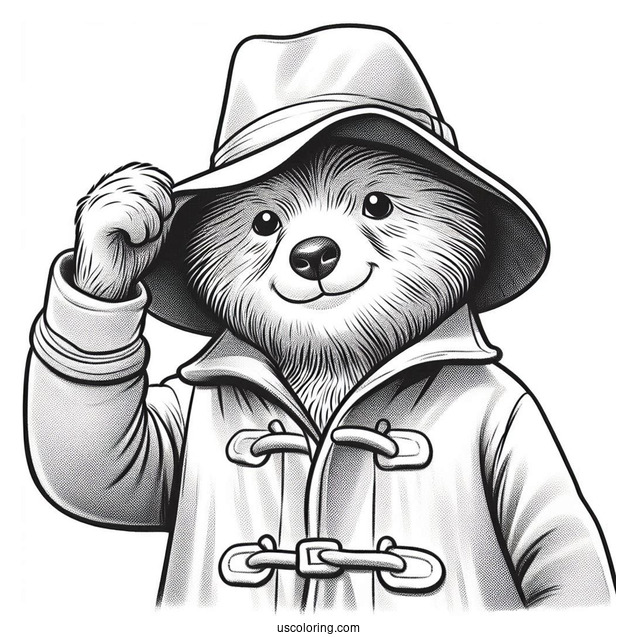 Paddington Coloring Page Tipping His Hat For Preschoolers