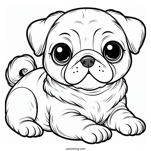 Pug With Cute Puppy Eyes To Color