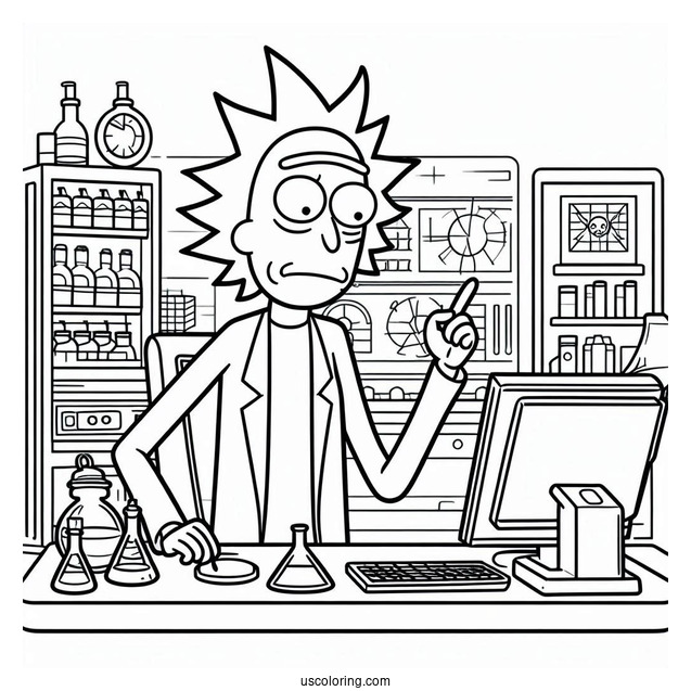 Rick and Morty Coloring Page Of Easy Rick Sanchez Outline For Preschoolers