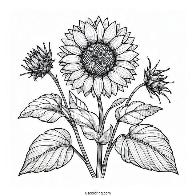 Ultra Fine Sunflower Coloring Sheet