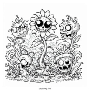 Detailed Coloring Page Of Plants Vs Zombies
