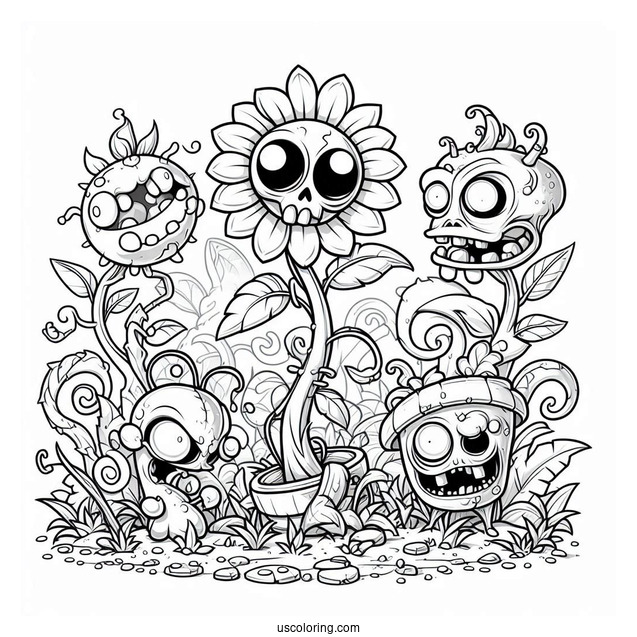 Detailed Coloring Page Of Plants Vs Zombies