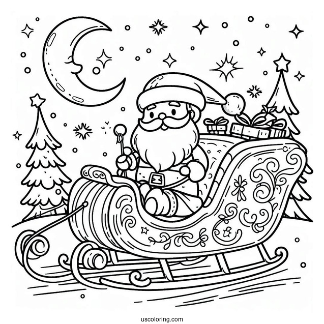 Santa_s Sleigh To Color