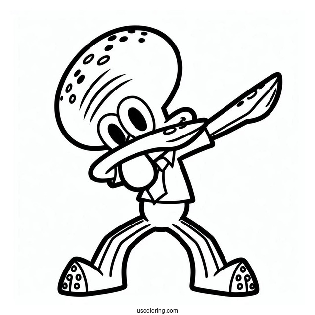 Easy Outline Of Squidward Coloring Page Dabbing For Kids