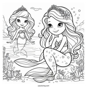 Mermaid Sofia The First Coloring Page With Princess Amber At Sea