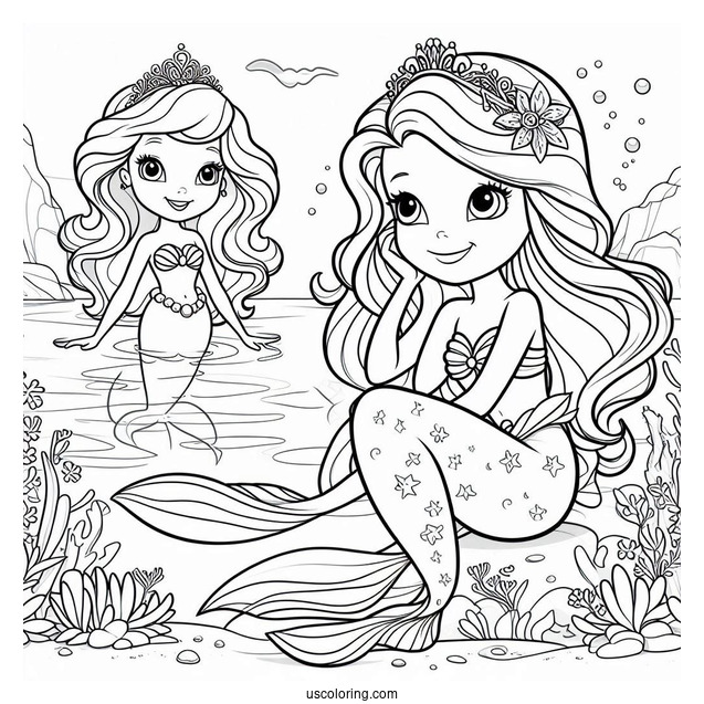 Mermaid Sofia The First Coloring Page With Princess Amber At Sea