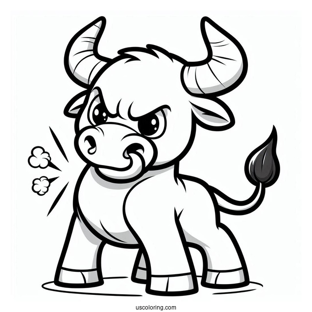 Coloring Page Of Angry Cartoon Bull