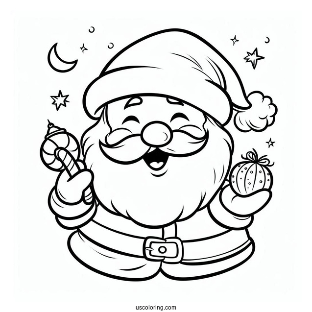 Easy Outline Of Jolly Santa To Color