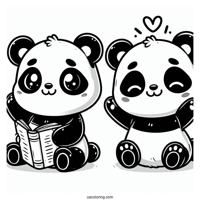 Adorable Cartoon Panda Coloring Sheet